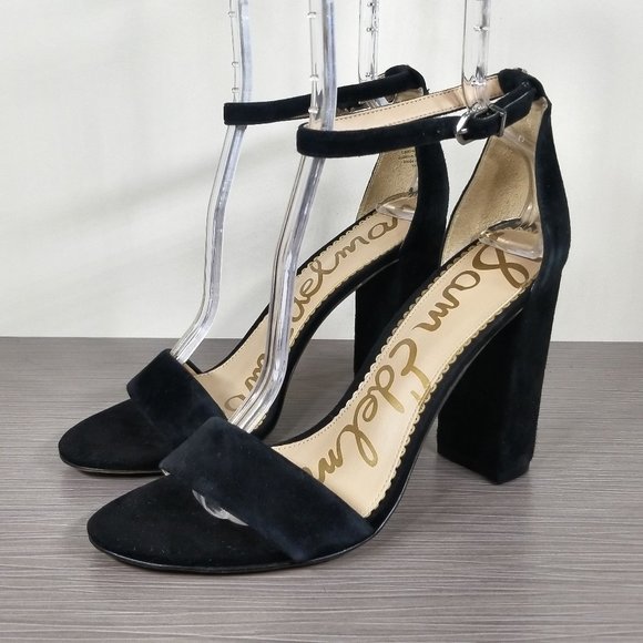 Sam Edelman Yaro Ankle Strap Sandal, Black Suede, Womens Size 9 M / 39 - Picture 1 of 13